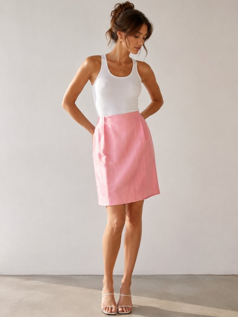 Talbots 100% Silk Blush Pencil Skirt Size 12 Midi Dusty Pink